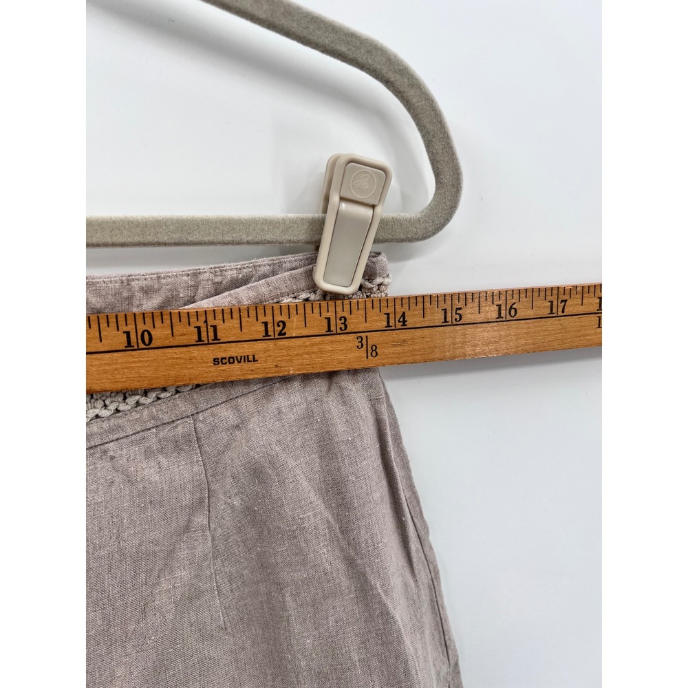 Richard Malcolm Vintage 70s 100% Irish Linen Wide Leg Pants Crochet Waist Sz 6 - Picture 9 of 11